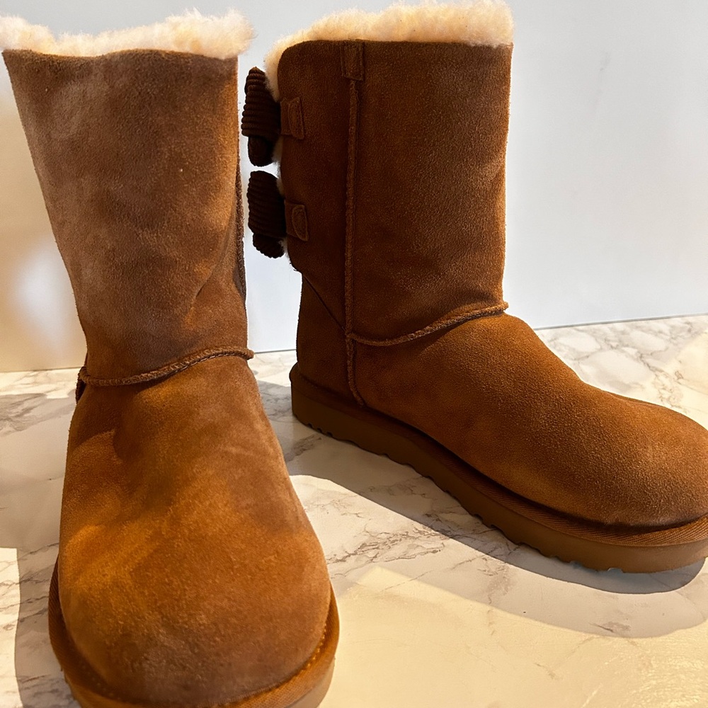 Brown Bailey Corduroy bow UGG boots